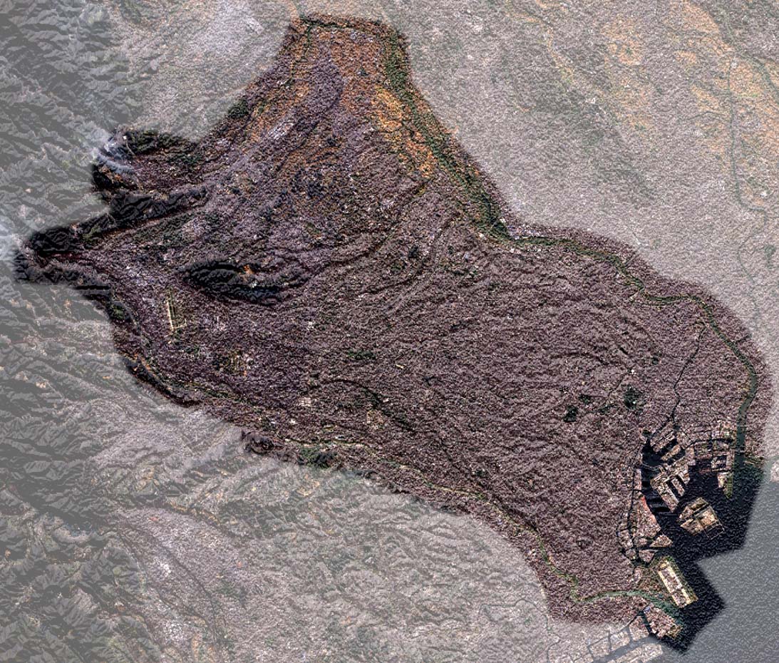 武蔵野台地の衛星写真(スペースシャトル標高データ使用)